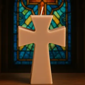 Handmade Cross Candle Faith Symbol Religious Home Decor Christian Gift for Memorials Baptisms or Easter Spiritual Home Decor