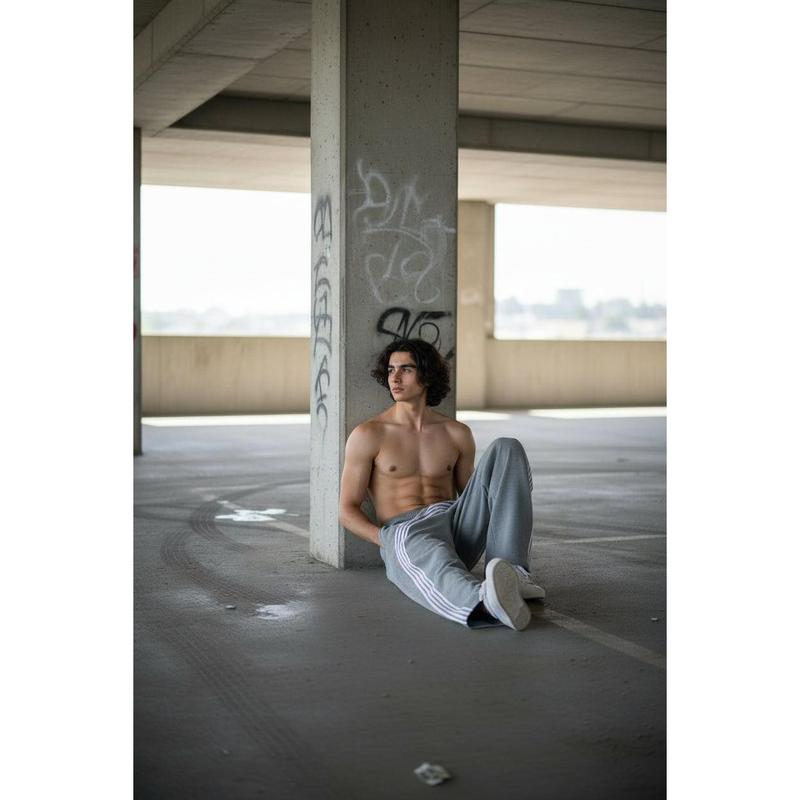 Continuous Stripe Grey Baggy Sweatpants