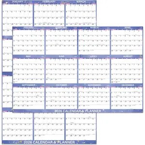 2026 Large Dry Erase Calendar - 48" x 32", 2026 Dry Erase Calendar for Wall, Erasable &  Laminated 2026 Wall Calendar with 15 Round Stickers, Large Space for Office, , School