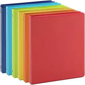 0.5-inch 3-Ring Binder with 2 Interior Pockets, 0.5'' Basic Binders Holds  Letter Size 8.5'' x 11''for Office// to School, 6 Pack (Assorted 6 Colors)