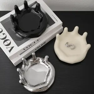 Desktop ceramic ring and jewelry storage tray, entryway decoration, cute and light luxury display tray for keys