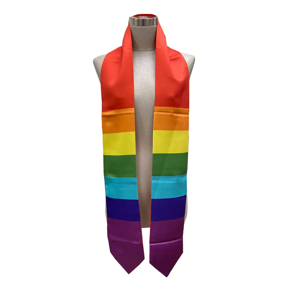 Rainbow Pride (LGBT) Flag Graduation Stole, Sash, Hand-Imprinted Pride Stole