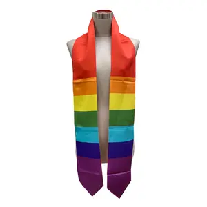 Rainbow Pride (LGBT) Flag Graduation Stole, Sash, Hand-Imprinted Pride Stole
