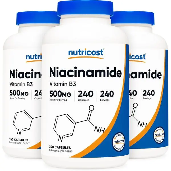 Nutricost Niacinamide (Vitamin B3) 500mg Supplement, 240 Capsules - Non-GMO, Gluten Free, Flush Free for Daily Supplemental Nutrition Support