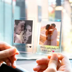 Custom Car Visor Photo Clip Personalized Picture Frame For Car Couples Boyfriend Husband Sentimental Romantic Aesthetic Clear Acrylic Drive Safe Quote Auto Interior Accessories Anniversary Gift For Him