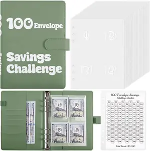100 Envelopes Money Saving Challenge Binder with Tracker and A5 Savings Challenges Book