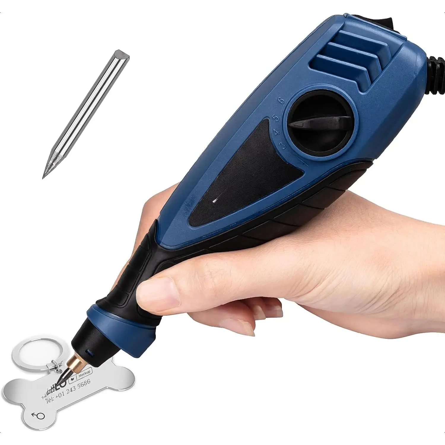 25W Power Handheld Engraving Pen - 6 Variable Speed Adjustable Dial Tool with Tungsten Carbide Steel Bits, 2 Replaceable Tips for Wood, Metal, Glass Personal Marking Professional Etching (Home & Party Gift Supplies), 6 Speed