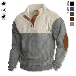 Comfortable and stylish! This henley-neck corduroy sweatshirt is an essential piece for falling! Perfect for work, hiking, and leisure time. Long-sleeved, warm sweatshirt.