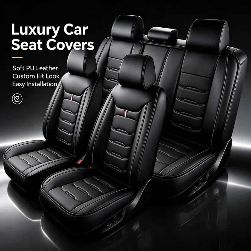 Fits for Chevy Chevrolet Silverado GMC 2007-2025 1500 2500HD 3500HD Car Truck Pickup 5 Seat Covers Cushions Breathable PU Leather Full Set Waterproof