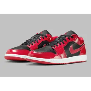 Men's Air Jordan 1 Low SE "Bred Black/Red Patent Leather" HV4089-006  Fashion Athletic Sneaker