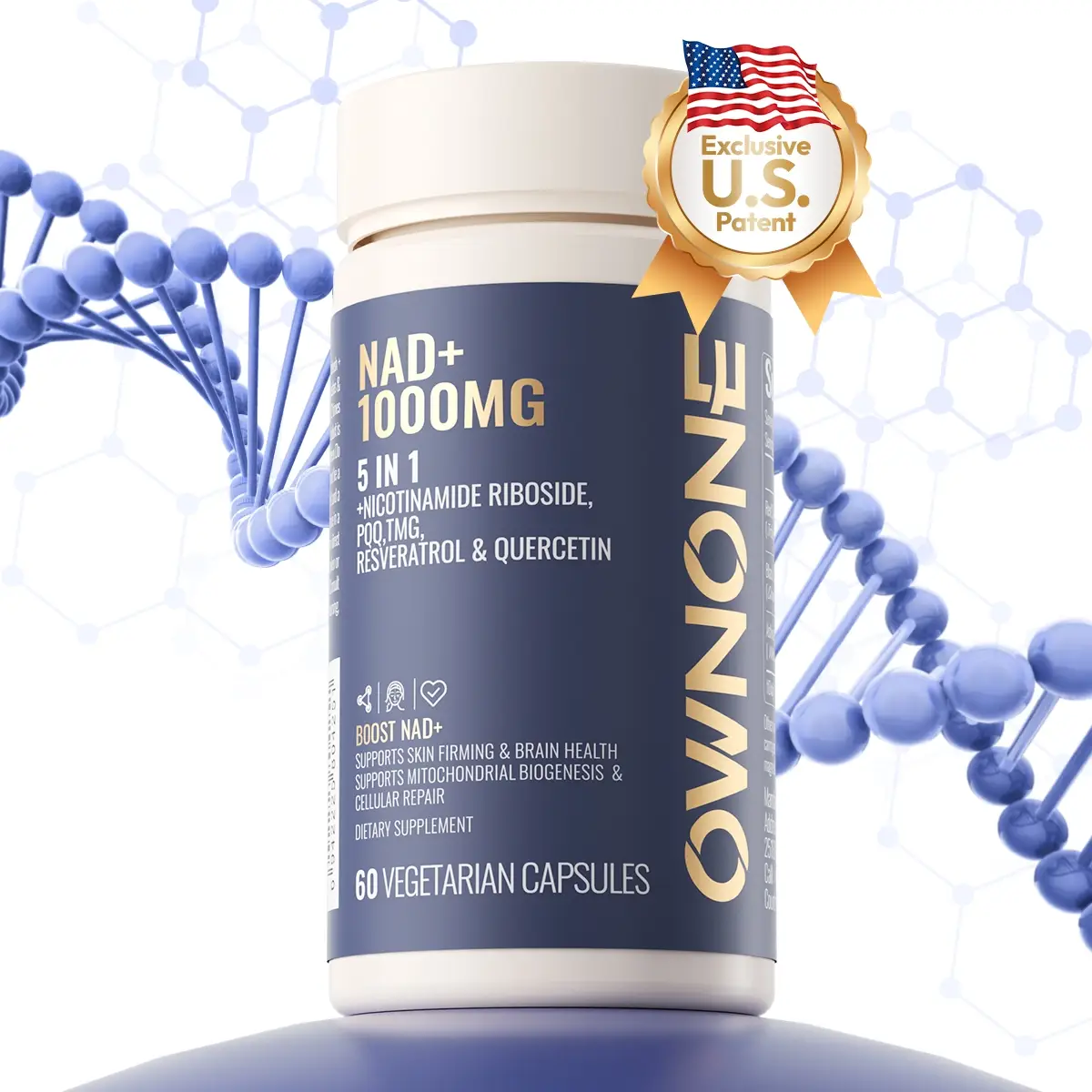 OWNONE NAD+ 1000MG 5 IN 1 | Supplement for Skin Aging ＆ Brain Health Support | Supports Cellular Repair, Energy and Focus | Nicotinamide Riboside, PQQ