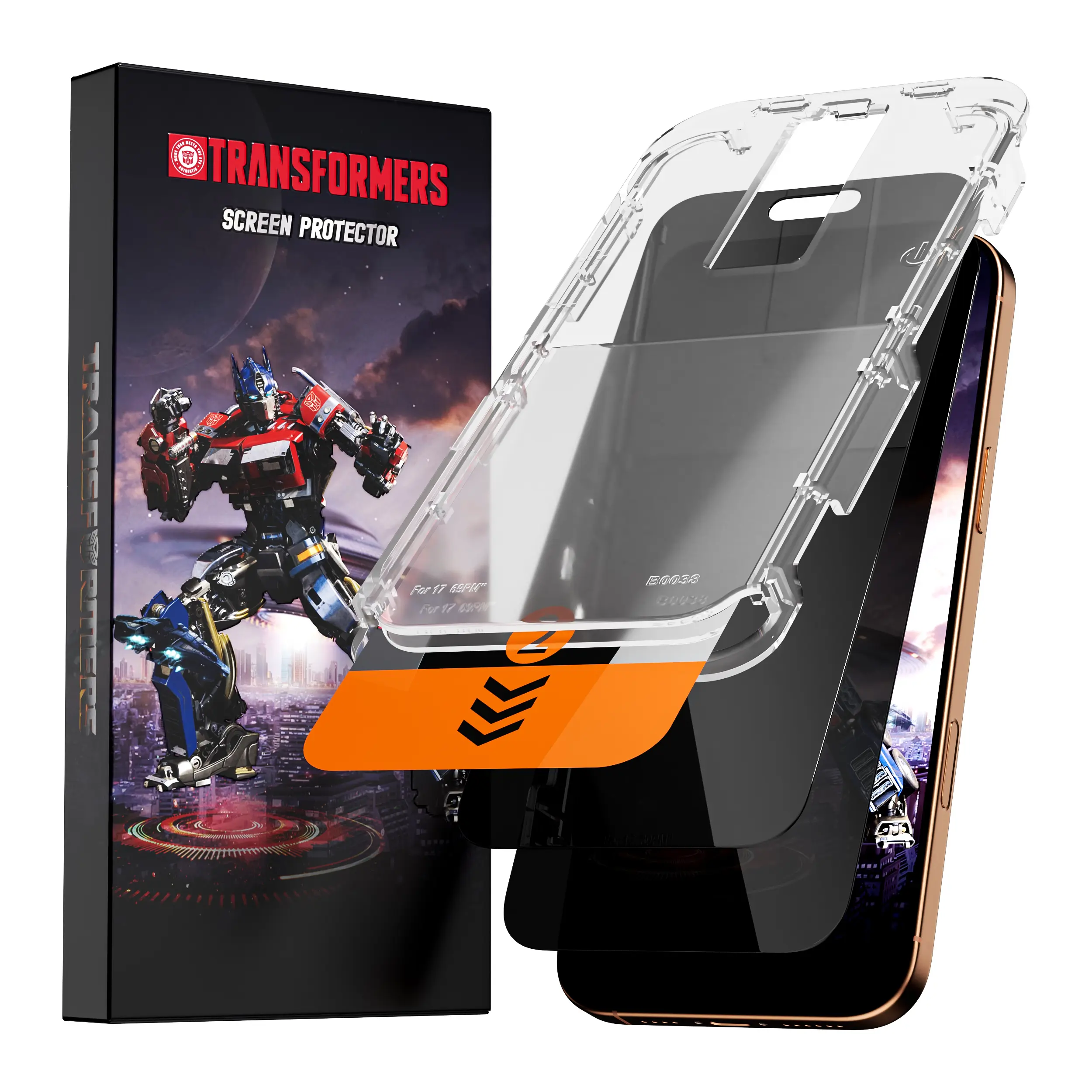 TRANSFORMERS 2-Pack Tempered Glass Privacy Edition & Ultra Clear Screen Protectors with Camera Lens Protection, Case-Friendly Protective Smartphone Accessories for iPhone17ProMax/iPhone16ProMax/iPhone15ProMax, Handheld Devices Shielding