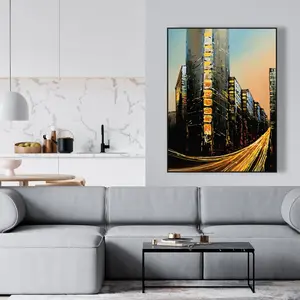 Begin Home Decor C1FC3648PP2R5V 36 x 48 in. Flatiron Building in Light - Black Places Framed Canvas Decor