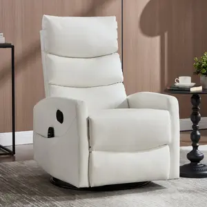 Massage Gaming Recliner Chair, Manual 360° Swivel Rocker Recliner with Heat & Vibration, Comfortable Antiskid Fabric Heavy Duty Reclining Chair for Living Room