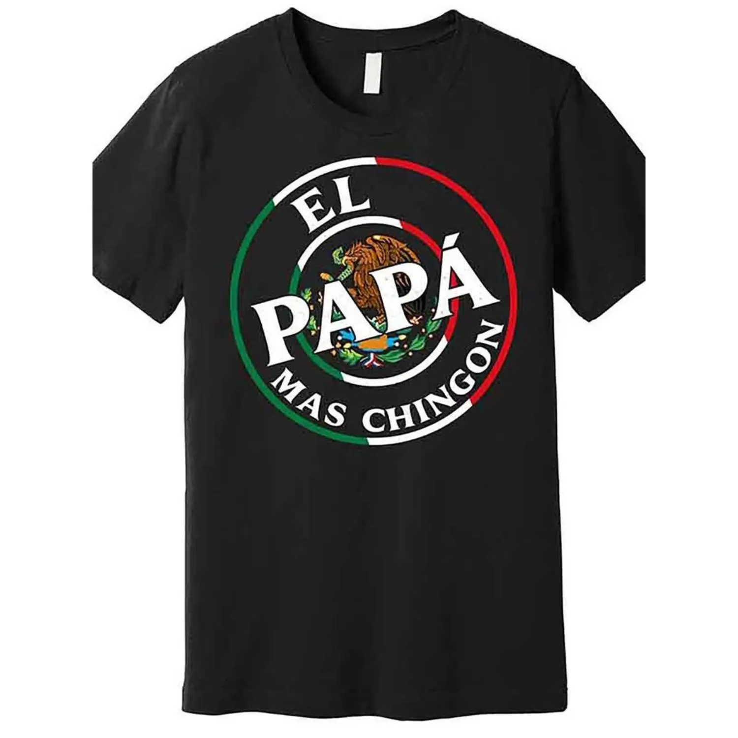 Men's Premium Stylish "El Papa Mas Chingon" Funny Mexican Dad Graphic T-Shirt - Short-Sleeve, Round Neck, Casual Fashion Apparel, Father's Day Gift, Black, Durable Wash Resistance, Shortsleeve, Graphic T Shirts, Crew Neck, Streetwear, Breathable Cotton, T