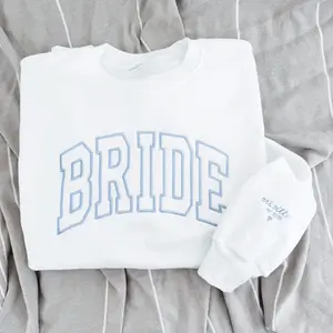 Personalized Embroidered Bride Sweatshirt - Fashion Casual Long Sleeve Crewneck, Custom Bridal Shower Gift, Wedding Bride Pullover for Women