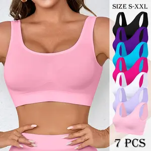 Women's Seamless High-Elasticity No-Padding Sports Bras - Single-Layer Thin Nylon/Elastane Underwire-Free for Gym,Yoga Solid Color Low-Maintenance (Hand Washable) - Non- Lift & Coverage - Athletic Workout Bra Yoga Gym Activewear