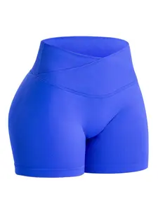 Women's Seamless Knitted Breathable Cross Back Butt Lifter Shorts, Quick-Dry Sporty Yoga Pants, All-Season Plain High-Elastic Workout Shorts, Stretch Knit Shorts, Stretchy Breathable Shorts
