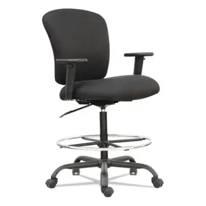 ALE Mota Series Big & Tall Adjustable Stool, Black, 25 3/4" Overall Depth, 450 lbs Weight Capacity, Contoured Seating, 5 x 2" Hooded Casters