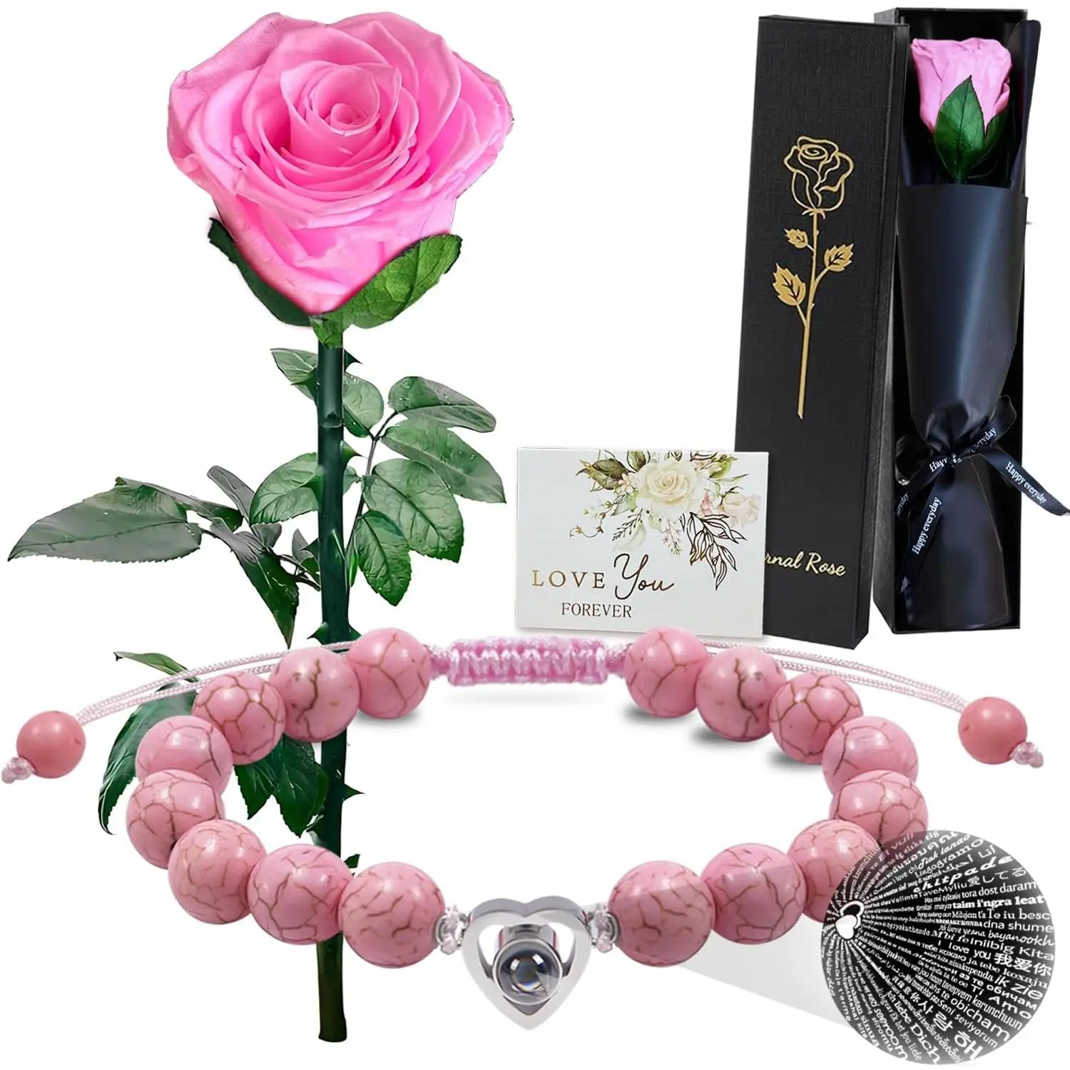 30 cm Long-Lasting Preserved Single Real Rose Stem with Box - Decorative Romantic Spirituality Home & Festive Party Supply, Birthday-Christmas Gift for Mom, Daughter, Anniversary