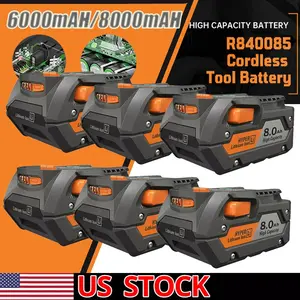 High quality Pack For Ridgid R840087 18V 8.0Ah 6.0Ah Lithium Ion Battery Rigid 18Volt R840085