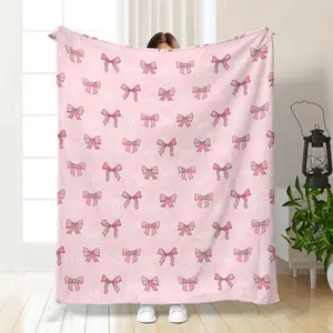 Bow Pattern Blanket, 1 Count Soft Comfortable Throw, Air-conditioned Room Blanket, Warm Nap Blanket for Home Office, Gift for Friends and Family