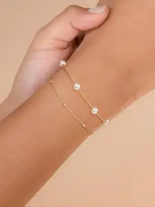 Two-Piece Elegant Faux Pearl Beaded Bracelet Set, Stackable Tiny Elegance, Valentine's Day Gift, Perfect for Friends and Girlfriends