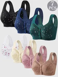 Women's Lace Elegant No Underwire Front Buckle Everyday Bra Set, Seamless Comfort Fit, Breathable Soft Fabric, All Season Wear, Perfect Support