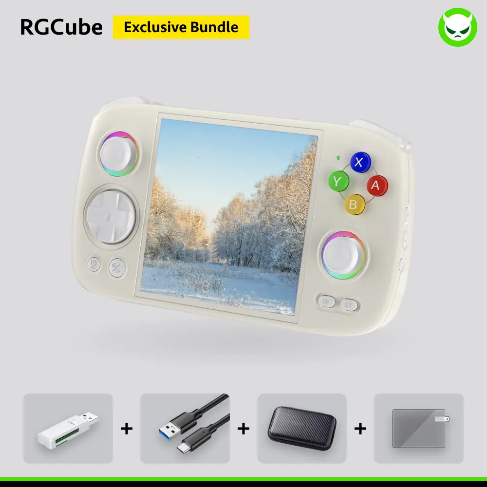 Anbernic RG Cube Console【Buy 1 Get 1 Card Reader+1 Fancy Case+1 Screen Protector+1 Type-C Cable】Android 13 3.95-inch IPS Touch Screen 720*720 Unisoc T820 Processor Quad-core Mali-G57 5G WiFi Bluetooth Output Ready to Use, Game, Gaming Stuff, Handheld