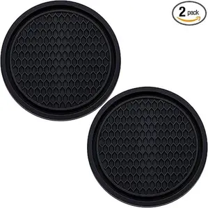 2PCS Car Cup Holder Coaster, Universal Auto Non-Slip Cup Holder Coaster, 2.75In Universal Non-Slip Recessed Car Interior Accessories (Black)