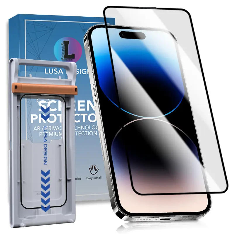 LUSA DESIGN Built-In Roller Tempered Glass Screen Protector - Quick Install, Auto Alignment, AR Anti-Reflection, 9H Scratch Resistance, HD Clear, Fingerprint-Resistant, Glare-Reducing for All iPhone Models special christmas gift premium magnetic case, Acc