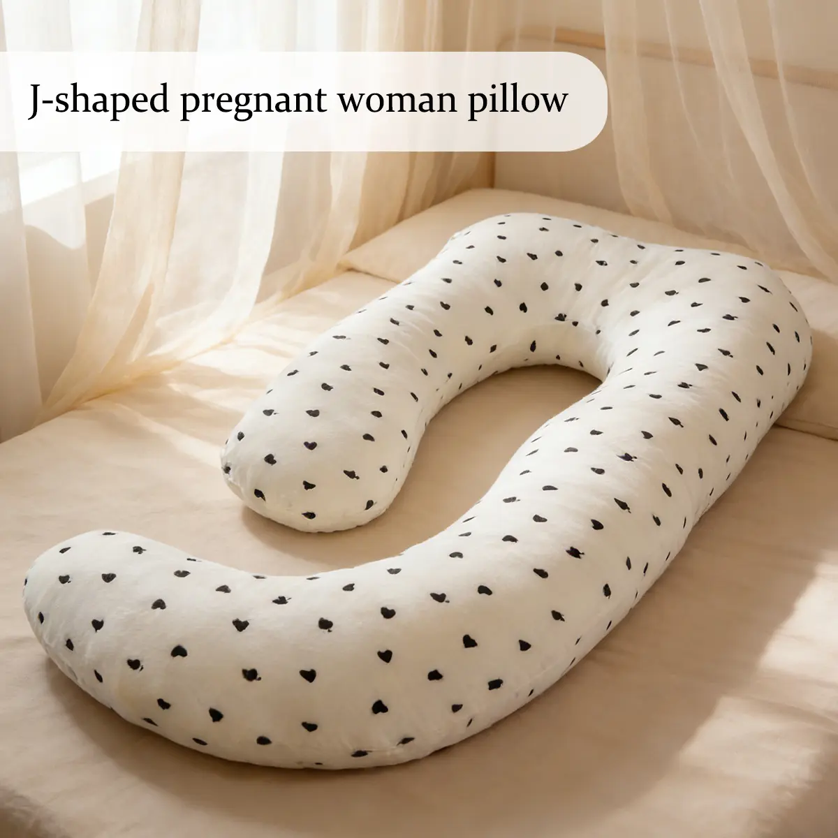 Ergonomically Designed J-Shaped Cushioned Pregnancy Body Pillow - Full Body Support, Abdomen Cushioning, Back Pain Relief, Hip Alignment Aid for Breastfeeding Mothers