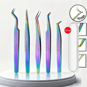 1/5pcs with travel storage case eyelash tweezers eyelash extension tweezers stainless steel straight and curved eyelash forceps high precision tweezers are suitable for eyelash extension removal handmade forceps
