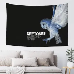 Deftones Diamond Eyes Owl Tapestry Wall Hanging, 60x40in Lightweight Rock Band Album Cover Banner, Home Decor Gift for Bedroom & Living Room Backdrop Cloth
