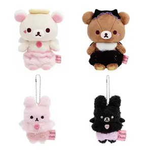 Rilakkuma Cute Angel Devil Plush Keychain Cotton Teddy Bear Bag Pendant Kawaii Relax kuma Stuffed Accessories For BIrthday Gift