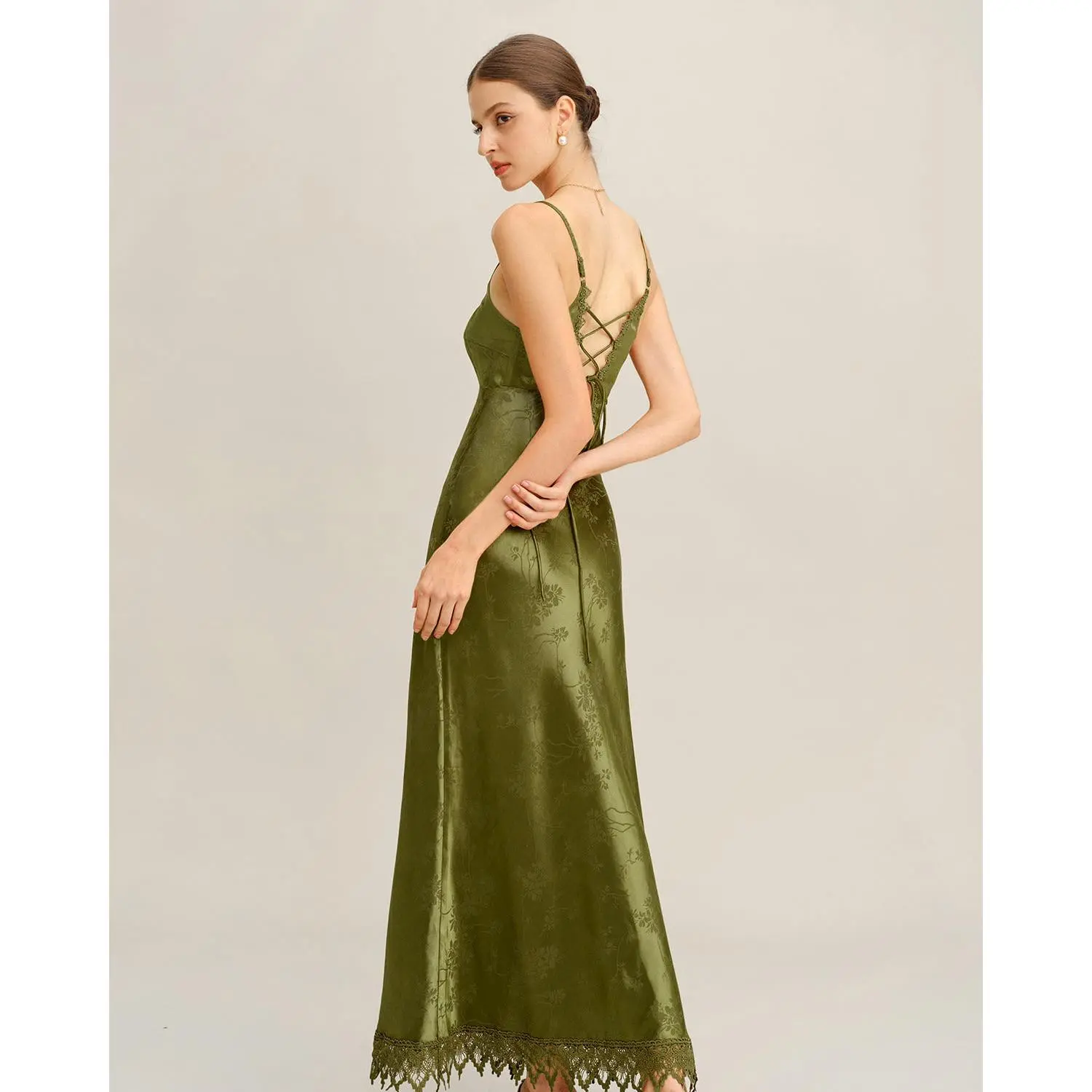 Rihoas Women's Waisted Green Floral Jacquard Polyester-Spandex Lace Corset Slip Maxi Dress with Spaghetti Straps, Suitable for Prom, Wedding Guest, Birthday Formal Events - TikTok Shop Rihoas Women's Waisted Green Floral Jacquard Polyester-Spandex Lace Corset Slip Maxi Dress with Spaghetti Straps, Suitable for Prom, Wedding Guest, Birthday Formal Events - TikTok Shop
