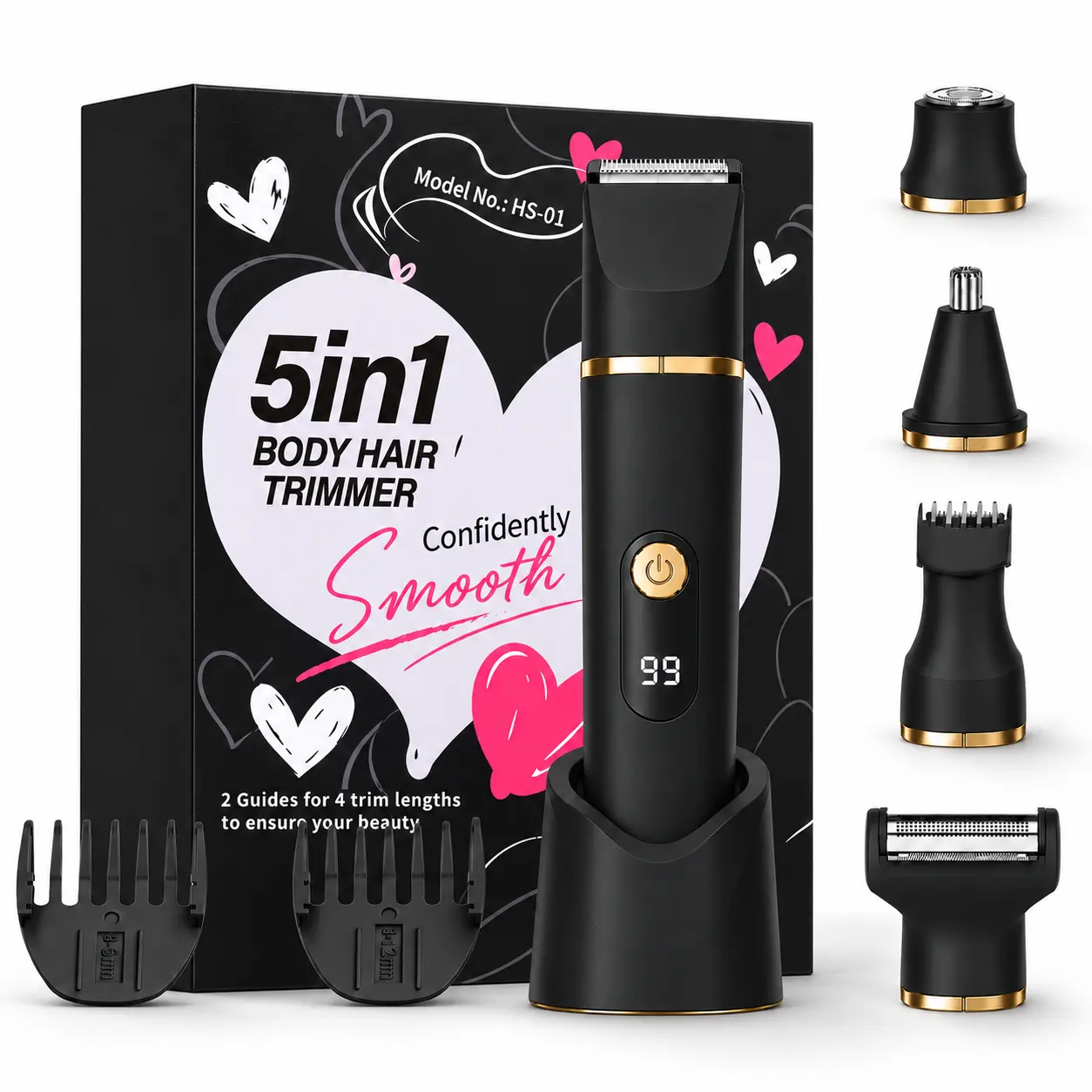 Men's 5-in-1 Body Hair  Manscape Kit, Rechargeable Body Groomer & Showerproof Cordless Shaver, Washable Blades for Face, Underarm, Chest, Leg & Intimate Grooming, Travel Gift for Men bikini trimmer electric razor
