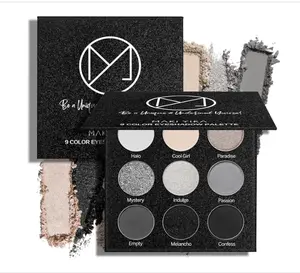 Black Grey Smokey Eyeshadow Palette Matte Black White Gray Silver Smoky Eye Shadow 9 Colors Eyeshadows Eye Makeup For Goth Look