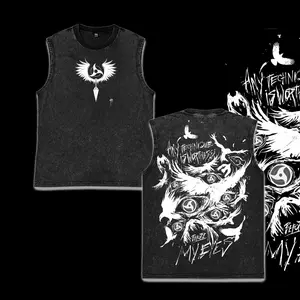 Retro Vintage Limited Uchiha Itachi - Naruto Anime Double Printed Oversized Acid Washed Lightweight Cotton Gym Tank Top, Gift for Anime & Gym Fans