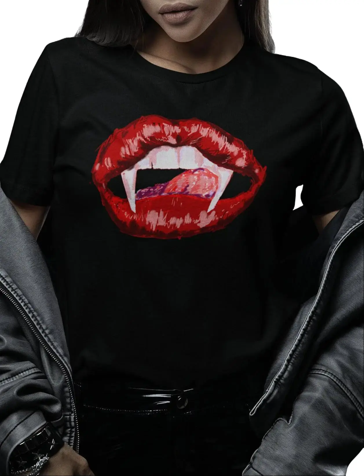 Vampire Lips Graphic T-Shirt, Gothic Horror Tee