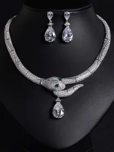 Luxurious Snake Design Artificial Gemstone Jewelry Set, Heavy Luxury for Special Occasions, Wedding Party Anniversary
