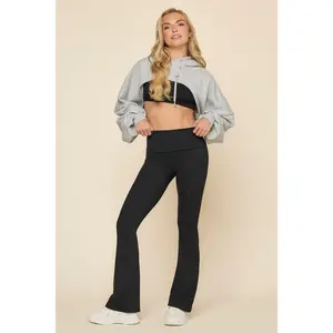 Foldover Flared Legging - Black