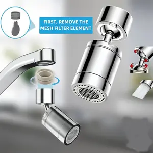 720° Splashproof Rotating Faucet, Water Tap Accessories, Bubble Maker, 2 Flow Modes, PVC Stainless Steel Extensible Nozzle, Easy Installation, Bathroom Fixtures, Bathroom Accessory