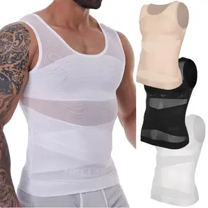 1/2/3/4 Pack Menswear Body Shaper Shapewear Vest Compression Tank Top Underwear Lightweight Sports Workout Stretchy Breathable Mesh Gym Shirt Crew Neck Fitness Soft Stylish Fabric