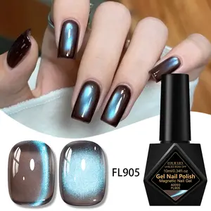 10ML FourLily Brown-Blue Cat Eye Gel Nail Polish - New Popular Winter Glitter Magnetic Gel Nail Polish Long-lasting Soak Off  UV/LED Gel Nail Varnish for Beginners Nail Art Home Salon Manicure Design Ideal Gift for Women Uv Light Gel