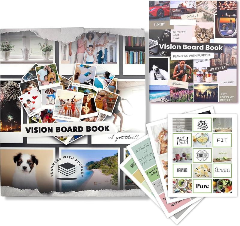 Vision Board Book 1,200+ Vision Board Images & Quotes - Goal Setting Vision Journal for Manifestation, Motivation & Lifestyle Inspiration - Law of Attraction Collage Supplies Kit