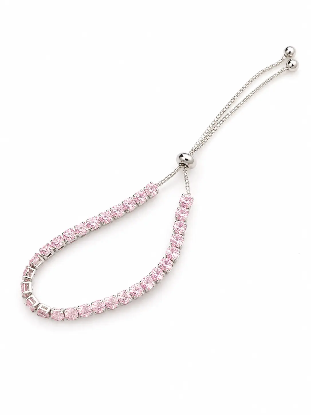 Pink Crystal Adjustable Tennis Bracelet