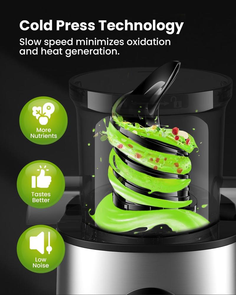 GDOR Cold Press Juicer with 5.3" Wide Feed Chute 150NM Powerful Motor Slow Masticating Extractor High Juice Yield Easy to Clean Fits Whole Fruits & Vegetables Black GDOR Cold Press Juicer with 5.3" Wide Feed Chute 150NM Powerful Motor Slow Masticating Extractor High Juice Yield Easy to Clean Fits Whole Fruits & Vegetables Black