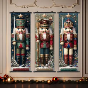 Christmas Wall Art Poster Set, Vintage Nutcracker Design, Waterproof & High Definition Decorative Prints, Perfect Gift Boxed Present