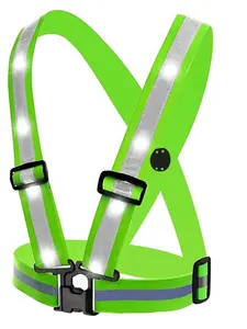 Reflective LED Safety Vest for Cycling & Running, USB Rechargeable Light-Up Waistcoat, High Visibility Gear for Night Activities